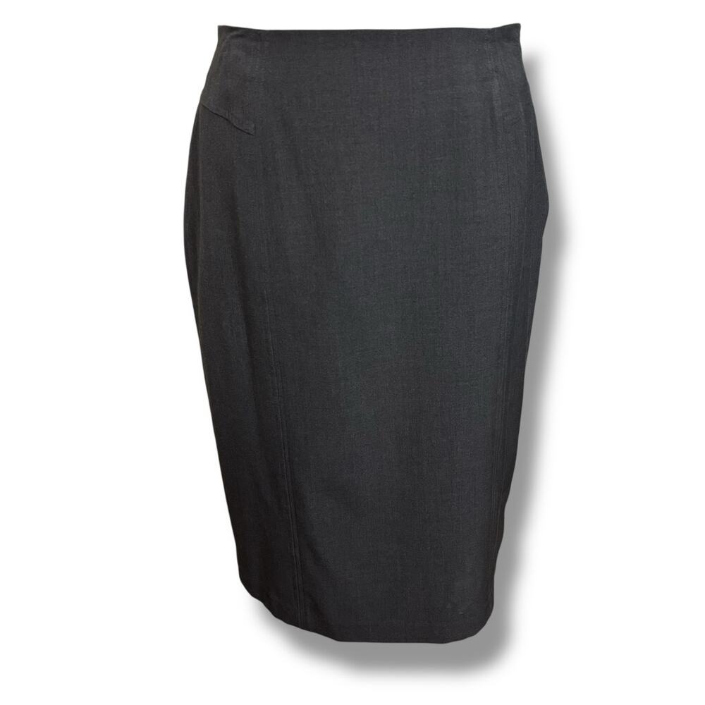 Kim Rogers Black Pencil Skirt with Back Slit and Side Zipper Size 8